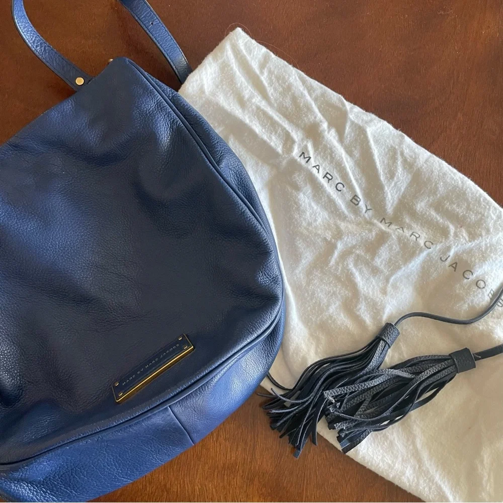 Marc by Marc Jacobs Blue Leather Too Hot To Handle Hobo w/ Dust Bag Please - Picture 2 of 9
